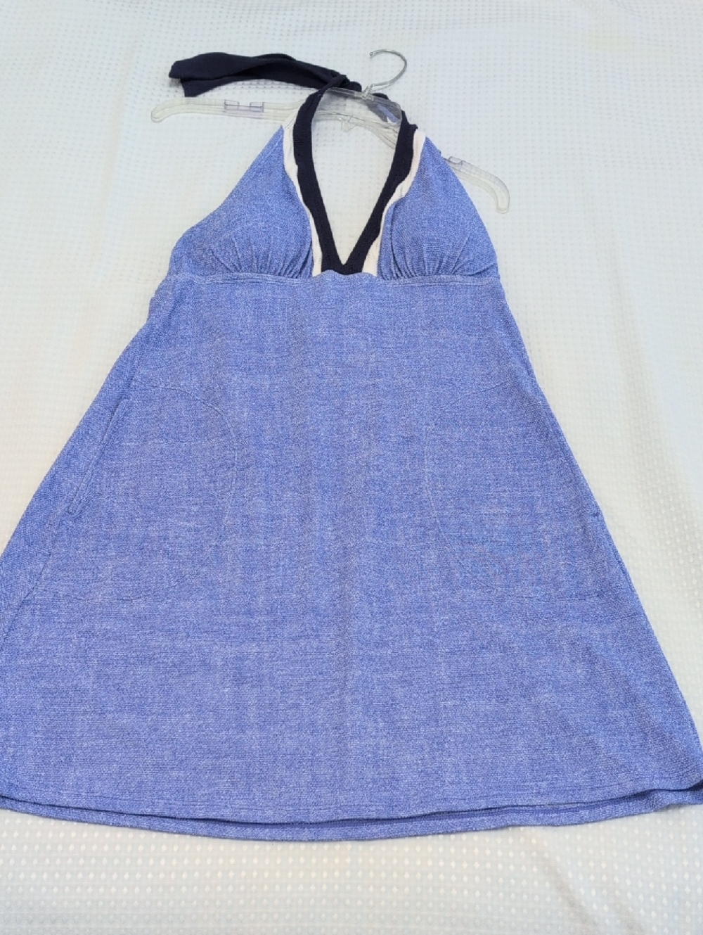 Tommy Bahama Island Cay Blue Halter Coverup Dress Pockets Padded Bust Large - Picture 3 of 16